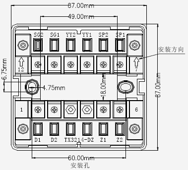TX3214-DZ型底座接線示意圖